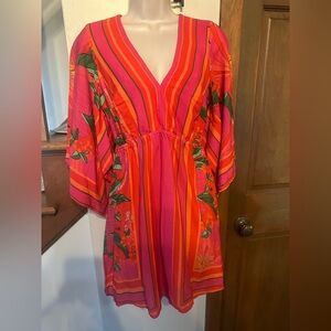 Farm Rio floral mini dress. Size S. Fuschia w/ floral pattern